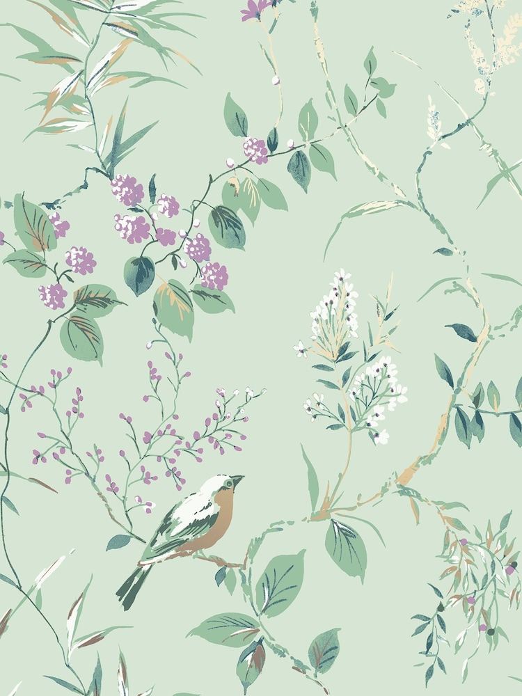 Crown Plum Purple Mariko Floral Wallpaper - Image 2 of 2