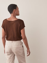 Chocolate Brown Cap Sleeve T-Shirt Top - Image 2 of 6