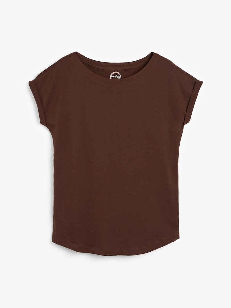 Chocolate Brown Cap Sleeve T-Shirt Top - Image 6 of 6