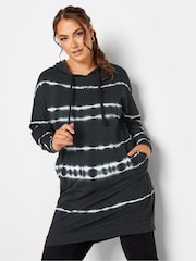 Yours Curve Black Tie Dye Longline Sweatshirt - Image 1 of 4