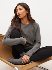 Grey Rib Fleece Thermal Long Sleeve Top - Image 1 of 7
