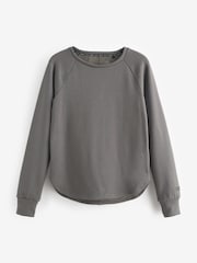 Grey Rib Fleece Thermal Long Sleeve Top - Image 6 of 7