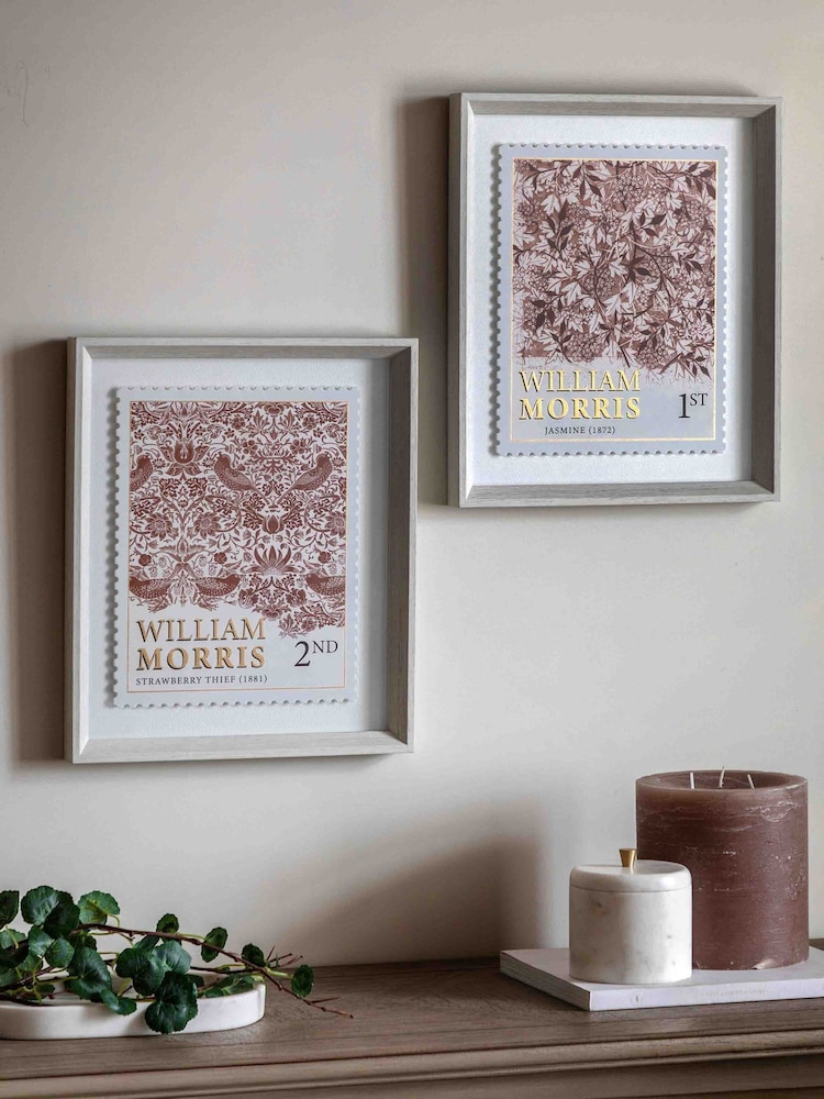 Gallery Home Red William Morris Seal Red Framed Art Set of 2 - Image 1 of 4 Gallery Home Red William Morris Seal Red Framed Art Set of 2 - Image 1 of 4