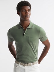 Reiss Fern Green Austin Short Sleeve Polo T-Shirt - Image 1 of 4