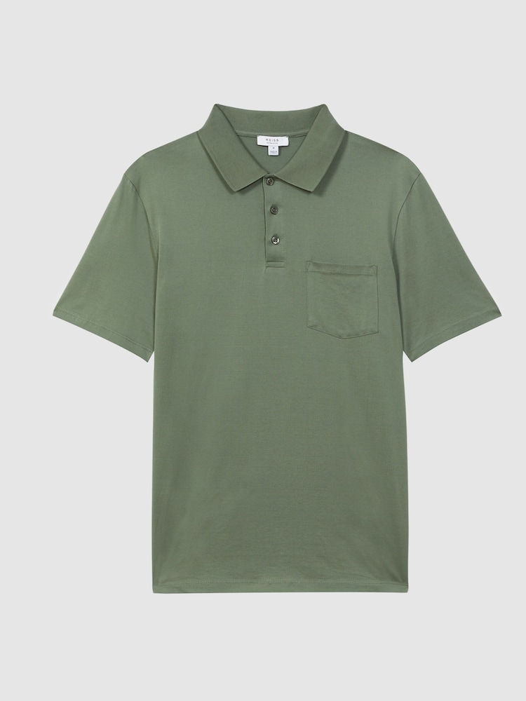 Reiss Fern Green Austin Short Sleeve Polo T-Shirt - Image 2 of 4