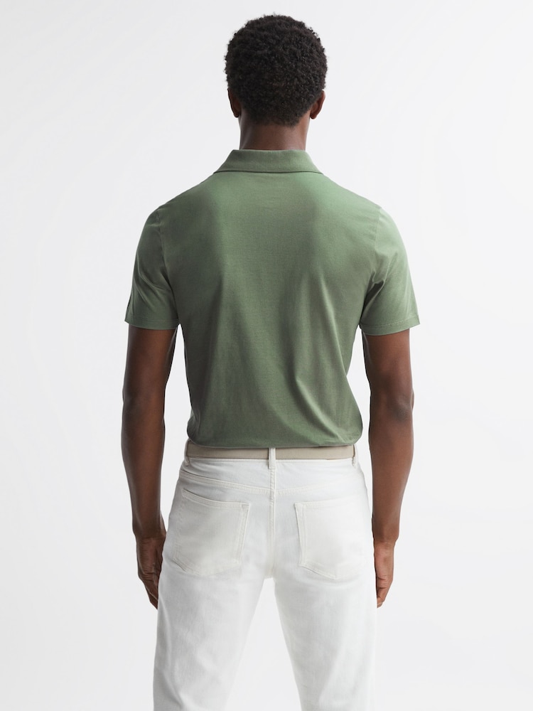 Reiss Fern Green Austin Short Sleeve Polo T-Shirt - Image 4 of 4