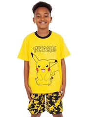 Character Yellow Pokemon Short 100% Cotton Pyjamas - Image 6 of 8