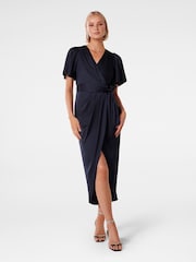 Forever New Blue Carolina Satin Midi Dress - Image 1 of 4