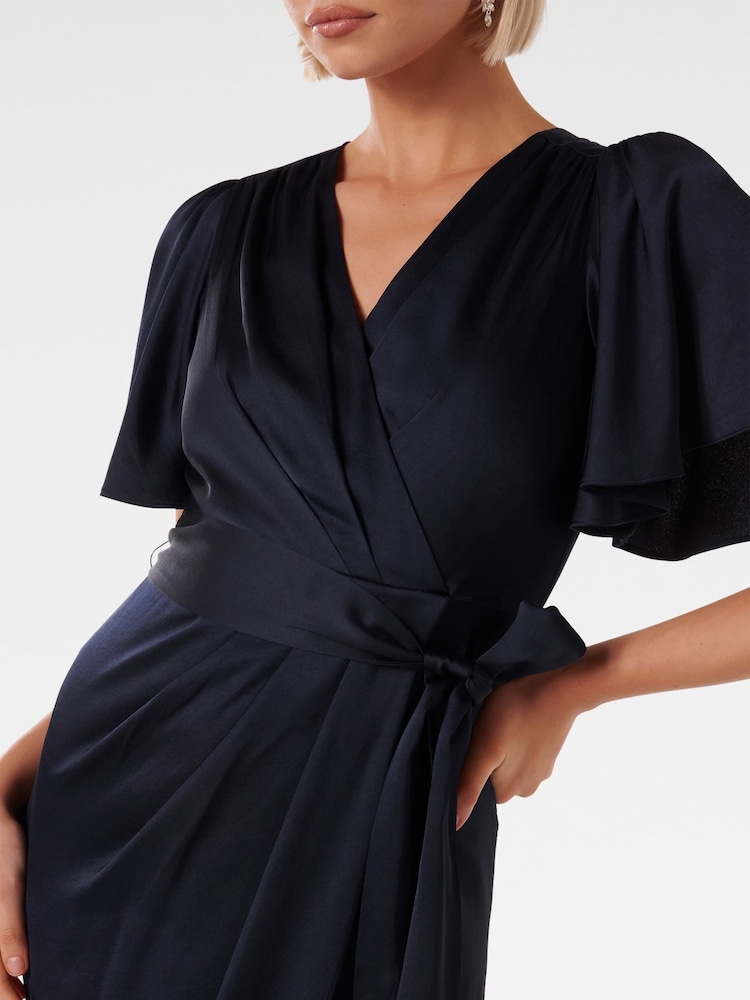 Forever New Blue Carolina Satin Midi Dress - Image 4 of 4