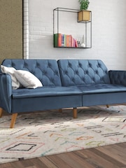 Novogratz Blue Tallulah Velvet Memory Foam Futon - Image 1 of 4