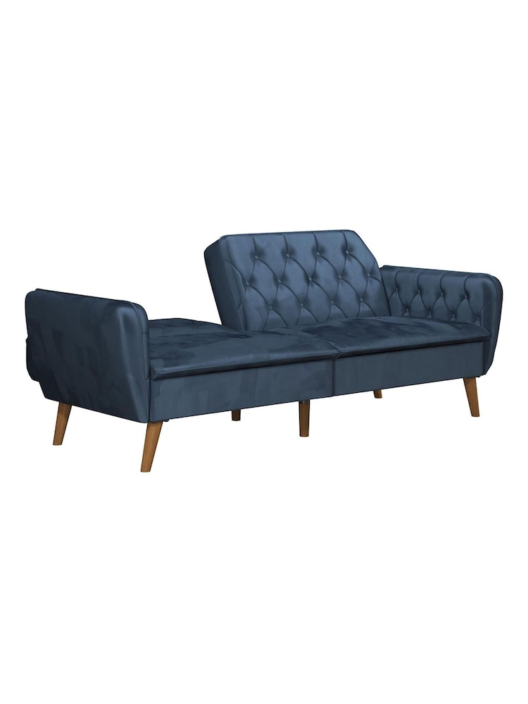 Novogratz Blue Tallulah Velvet Memory Foam Futon - Image 4 of 4