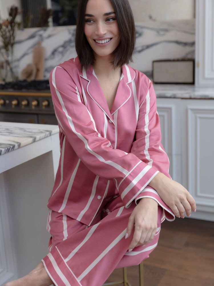 Fable and Eve Printed Stripe Wide Leg Pyjamas Set - תמונה 1 מתוך 4