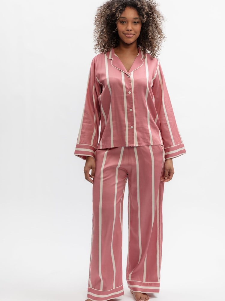 Fable and Eve Printed Stripe Wide Leg Pyjamas Set - תמונה 2 מתוך 4