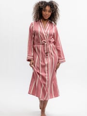 Fable and Eve Pink Printed Stripe Long Dressing Gown - Image 1 of 3