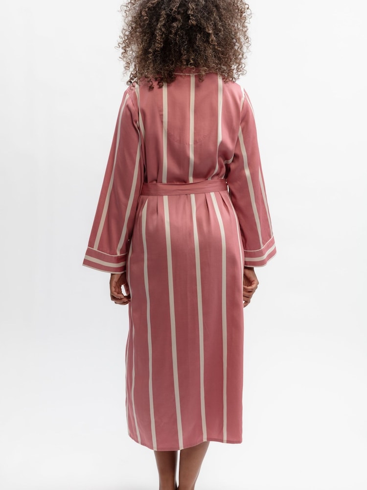 Fable and Eve Pink Printed Stripe Long Dressing Gown - Image 2 of 3