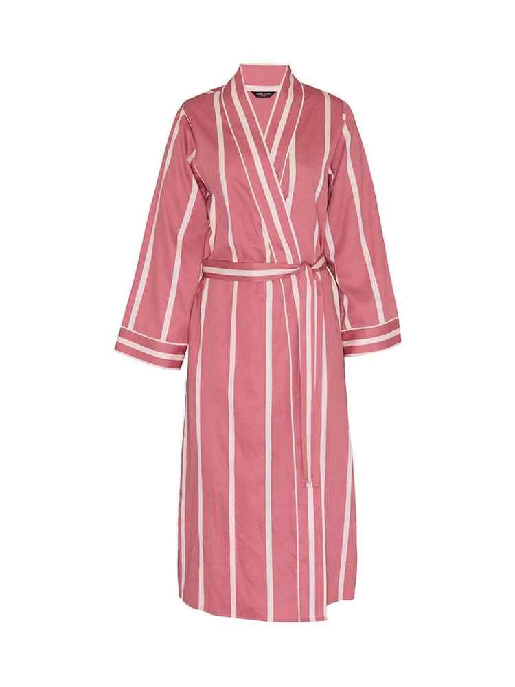 Fable and Eve Pink Printed Stripe Long Dressing Gown - Image 3 of 3