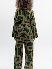 Fable and Eve Green Geo Print Wide Leg Pyjamas Set - Image 3 of 4