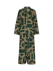 Fable and Eve Green Geo Print Wide Leg Pyjamas Set - Image 4 of 4
