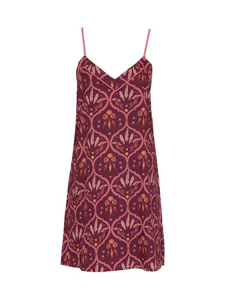 Fable and Eve Pink Geo Print Strappy Short Nightdress - Image 3 of 3