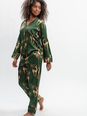 Fable and Eve Green Deer Print Pyjamas Set - Image 2 of 4