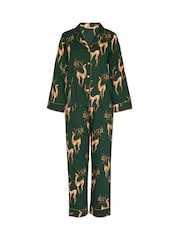 Fable and Eve Green Deer Print Pyjamas Set - Image 4 of 4