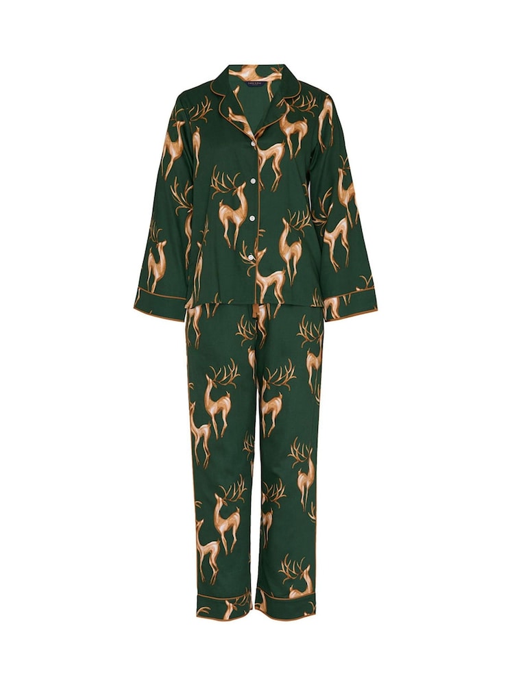 Fable and Eve Green Deer Print Pyjamas Set - Image 4 of 4