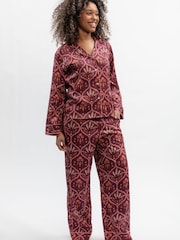 Fable and Eve Pink Geo Print Wide Leg Pyjamas Set - Image 1 of 3