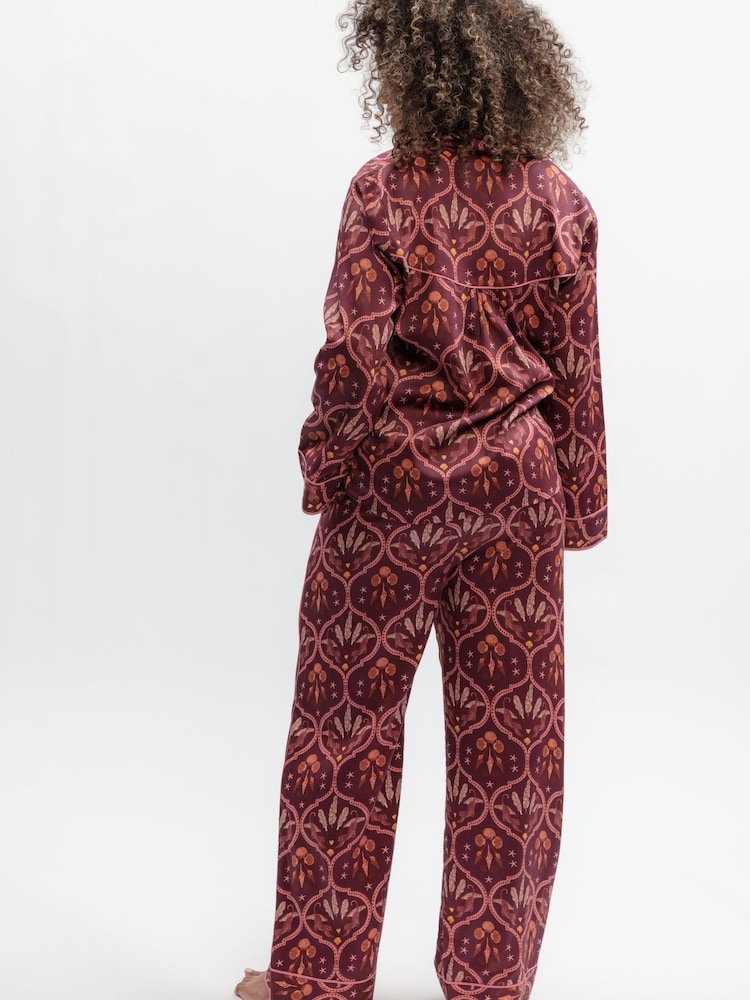 Fable and Eve Pink Geo Print Wide Leg Pyjamas Set - Image 2 of 3