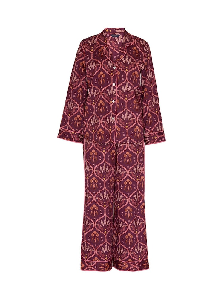 Fable and Eve Pink Geo Print Wide Leg Pyjamas Set - Image 3 of 3