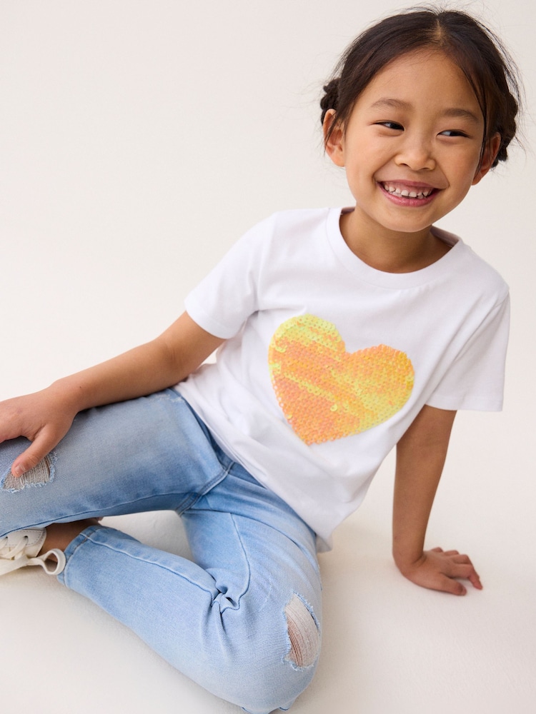 Yellow Heart Sequin T-Shirt (3-16yrs) - Image 1 of 7