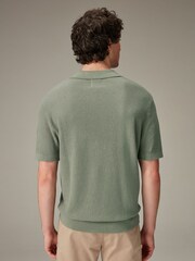 Green Trophy Linen Blend Knitted Polo Shirt - Image 3 of 7