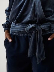 FatFace Blue Reese Velvet Wrap Top - Image 5 of 6