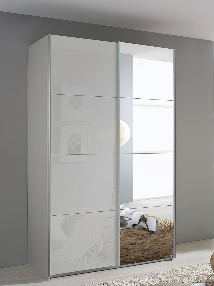 Rauch Grey Courtney Glass and Mirror Sliding Semi 1.3m Sliding Fitted Wardrobe - Image 1 of 2