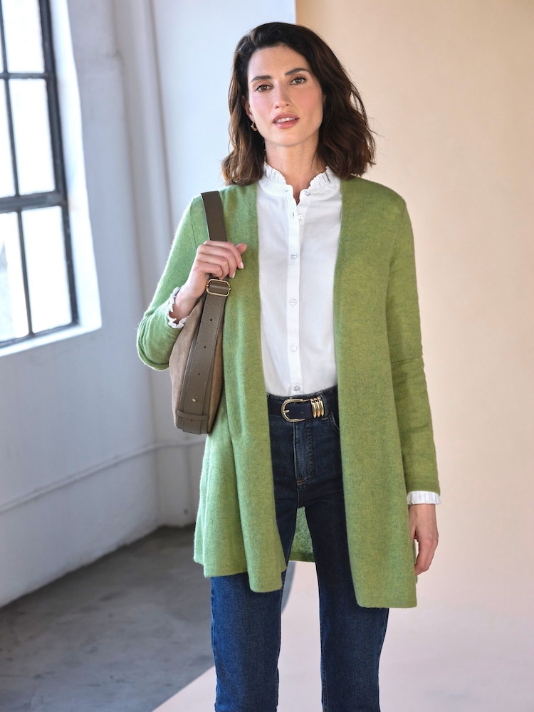 Pure Collection Green Gassato Swing Cardigan - Image 1 of 3