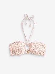 Pink/Ecru Ditsy Floral Shirred Ring Front Bikini Top - Image 7 of 7