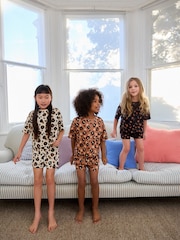 Brown/Cream Short Pyjamas 3 Pack (3-16yrs) - Image 2 of 11