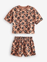 Brown/Cream Short Pyjamas 3 Pack (3-16yrs) - Image 6 of 11