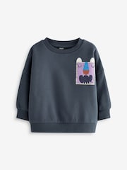 Navy Crew Neck 100% Cotton Sweatshirt (3mths-7yrs) - Image 3 of 6