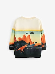 Orange/Cream Dinosaur Character Scene Crew Neck 100% Cotton Sweatshirt (3mths-7yrs) - Image 5 of 6