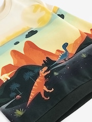 Orange/Cream Dinosaur Character Scene Crew Neck 100% Cotton Sweatshirt (3mths-7yrs) - Image 6 of 6
