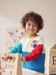White/Blue/Red Colourblock Character Crew Neck 100% Cotton Sweatshirt (3mths-7yrs) - Image 2 of 8