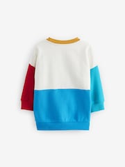 White/Blue/Red Colourblock Character Crew Neck 100% Cotton Sweatshirt (3mths-7yrs) - Image 7 of 8