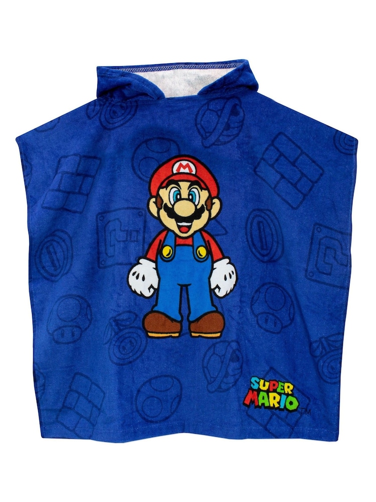 Character Blue Super Mario 100% Cotton Towel Poncho - Image 2 of 5