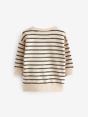 Ecru Cream Stripe Dinosaur Embroidered Crew Neck Sweatshirt (3mths-7yrs) - Image 4 of 5
