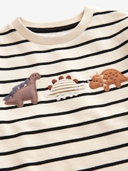 Ecru Cream Stripe Dinosaur Embroidered Crew Neck Sweatshirt (3mths-7yrs) - Image 5 of 5