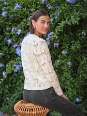 Pure Collection Cream Crochet Cardigan - Image 2 of 4