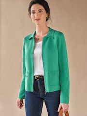 Pure Collection Green Wool Blend Milano Zip Jacket - Image 1 of 3