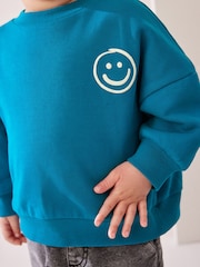 Teal Blue Crew Neck 100% Cotton Sweatshirt (3mths-7yrs) - Image 3 of 6