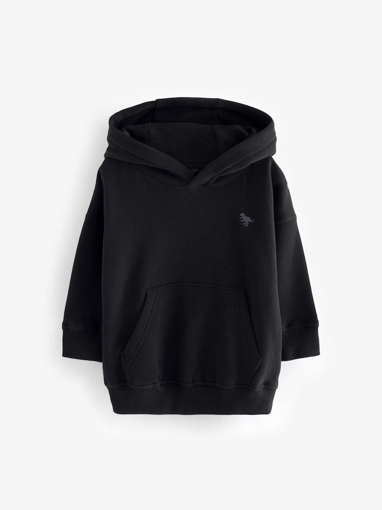 Negro - Sudadera con capucha de manga larga de tacto suave (3 meses-7 años) - Imagen 1 de 3