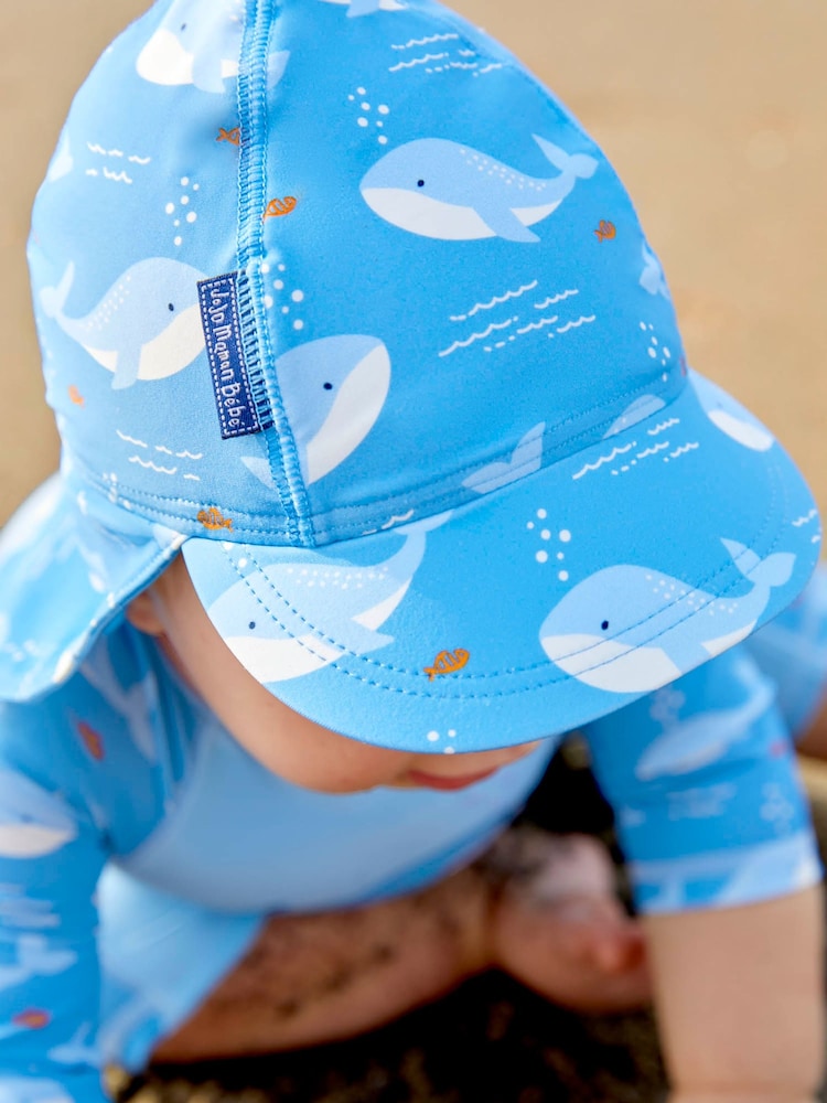 JoJo Maman Bébé Blue Whale UPF 50 Sun Protection Hat - Image 2 of 3